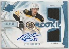 2013-14 SPx Jersey Auto Rookie #170 Ryan Spooner 401/499 Boston Bruins