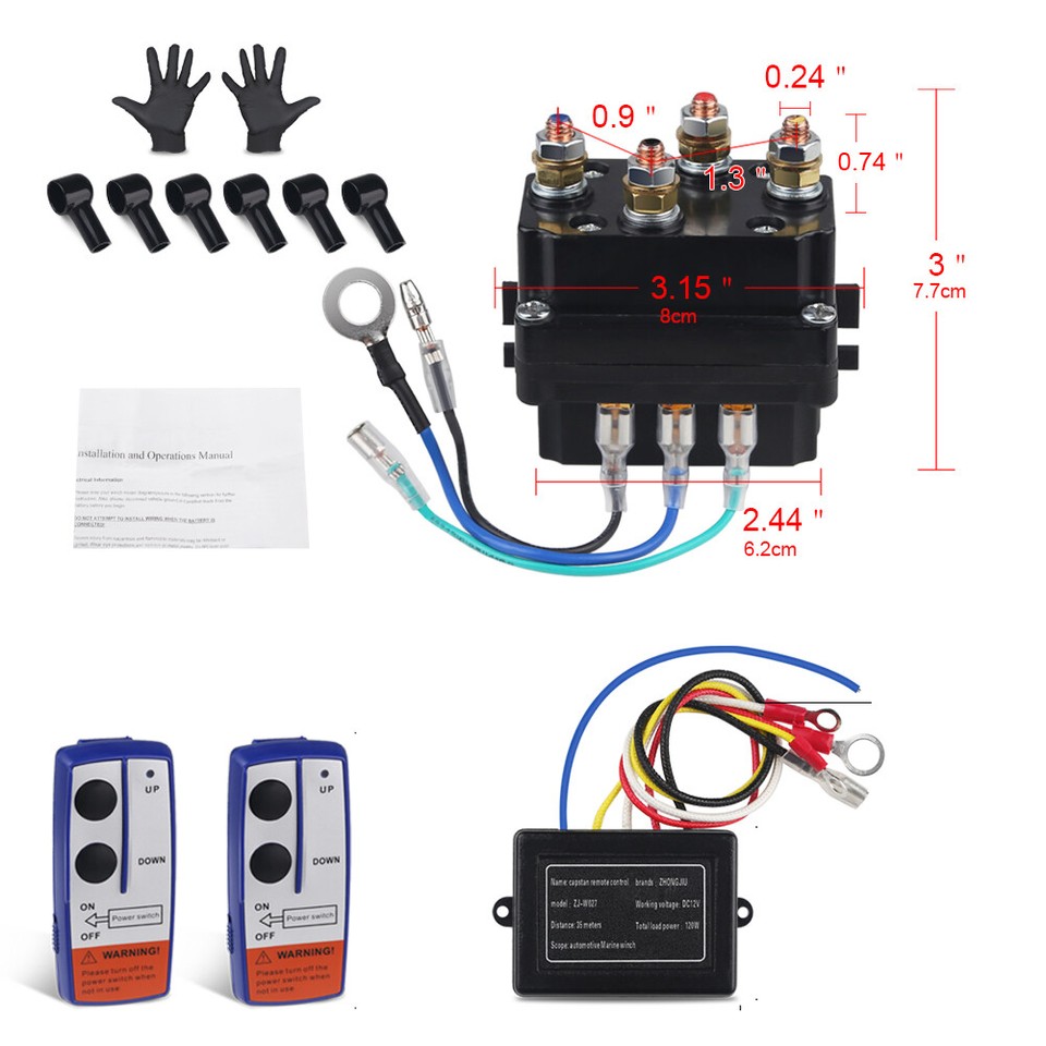 WINCH SOLENOID RELAY 12V WIRELESS WINCH CONTACTOR REMOTE CONTROL FIT ...