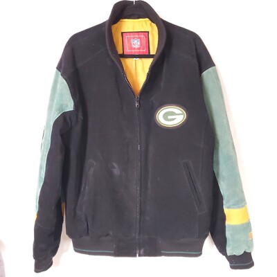 Green Bay Packers Jacket Vintage NFL Suede Like Leather Men’s XL Rare