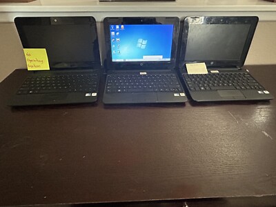 Lot Of 3-HP Mini 10   w/ Win 7 Model 110-3000 Intel (R) Atom (TM) CPU N455-