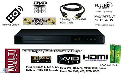 Multi Region 1080P Upscaling DVD Player Plays Region 0 1 2 3