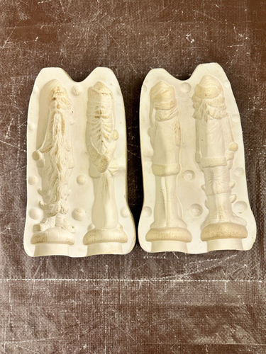 VINTAGE NOWELL'S CERAMIC MOLD #NM-1825 TWO STICK SANTAS 9"H EACH - Picture 2 of 10