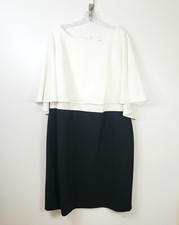 Calvin Klein Size 14 Women’s Black White Colorblocked Popover Dress