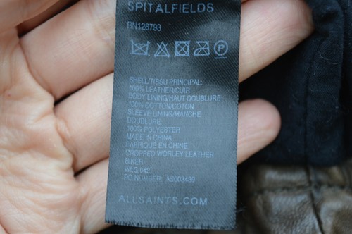 AllSaints Ladies Cropped WORLEY  Leather Biker Jacket UK10 US6 EU38 - Picture 11 of 11