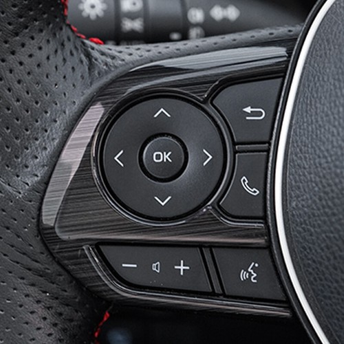 For Toyota RAV4 2019-2024 Black Brushed Interior Steering Wheel Frame Cover Trim - Picture 4 of 8