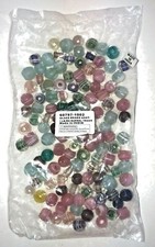 GLASS BEADS Assorted 9 oz Bag Approx 130 Beads / 1/2" Pink, Teal, Blue, Green