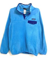 Patagonia Synchilla Fleece Sweater Recycled Womens Xs 1/4 Pop Button Blue.