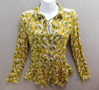 Maeve Women's 2 Floral Yellow Long Sleeve Casual Summer Blouse