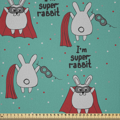 Hase Microfaser Stoff als Meterware Superhero Kaninchen Cape
