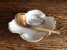  Antique Ashtray Pipe Rest "Husband Don't Annoy Your Wife" Excellent Condition 