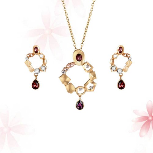 1 Set of Women Jewelry Set Colorful Ear Drop Rhinestone Necklace Ear Dangle - Picture 8 of 11