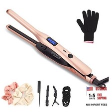 3/10 Inch Pencil Flat Iron, Small Flat Irons for Short Hair, Beard Rose Gold