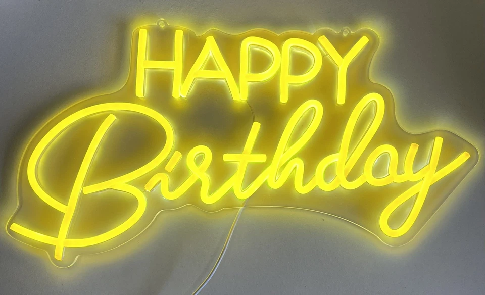 ULALAZA LED Neonschild Happy Birthday Leuchtreklame USB Wand Deko 5 kWh/1000h Farbauswah