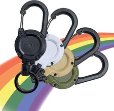 Heavy Duty Retractable Keychain 4-Pack, 23.6" Stainless Steel Wire