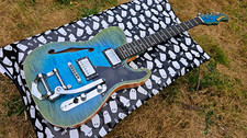 Picklehorn Blue Semi-Hollow Electric Guitar Bigsby-Style Tremolo, RH 6-String