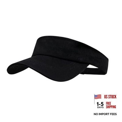 ANDICEQY Sport Sun Visor Hats Adjustable Empty Top Baseball 6 3/8 Dark Black