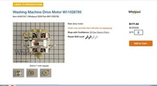 wHIRLPOOL WASHER MOTOR W11026785