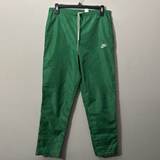 Vintage 80s Nike Nylon Windbreaker Track Pants Mens Small Zip Ankle Green