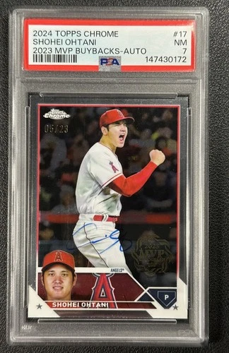 SHOHEI OHTANI PSA 7 2024 TOPPS CHROME #17 2023 MVP BUYBACK ON-CARD AUTO 05/23