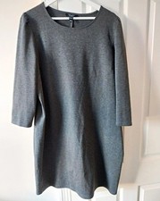 New Look Maternity Shift Dress Jersey Grey Knee Length Round Neck UK 18