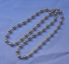 Faux Pearl Necklace; 30" Length; Multi-Sized Beads