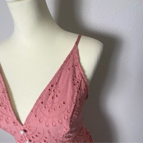 Abito donna Simplee 100% cotone blush rosa a strati con occhielli fumè taglia XL - Foto 8 di 16