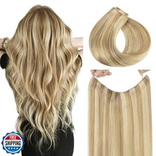 HOTBANANA Wire Hair Extensions, 18 inch 95g Light Blonde Highlighted Golden B