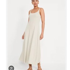 Old Navy Fit And Flare Jersey Dress Size m In Off Wite Body Fitting