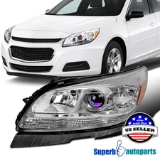 Fit 2013-2015 Chevy Malibu Halogen Crystal Clear Projector Headlight Driver Left