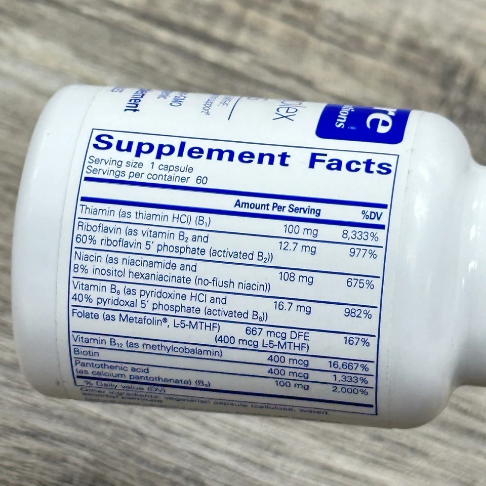 Pure Encapsulations B-Complex Plus - Vitaminas B 60 Cápsulas - Exp 05/2028 Foto 3 de 4