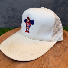 Vintage 1987 Budweiser Bud Man Trucker Hat White Mesh Snapback Anheuser Busch