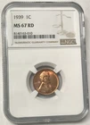 1939 1C Lincoln Wheat Cent Red - NGC MS67 RD