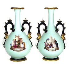 Pair Large Hand Painted & Gilt Old Paris Porc...