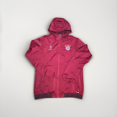 BAYERN MUNICH TRACKSUIT JACKET Windbreaker CHAMPIONS LEAGUE sz L MEN RED Vintage