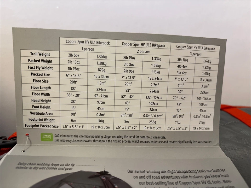Big Agnes Copper Spur HV Ultraligero UL2 Bikepack 2 Personas Tienda Gris/Naranja $600 Foto 3 de 4