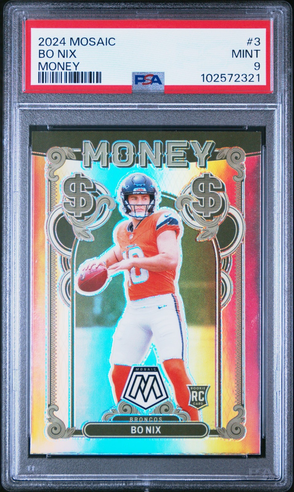2024 Panini Mosaic BO NIX #3 RC Rookie Money SSP Case Hit PSA 9 Denver Broncos