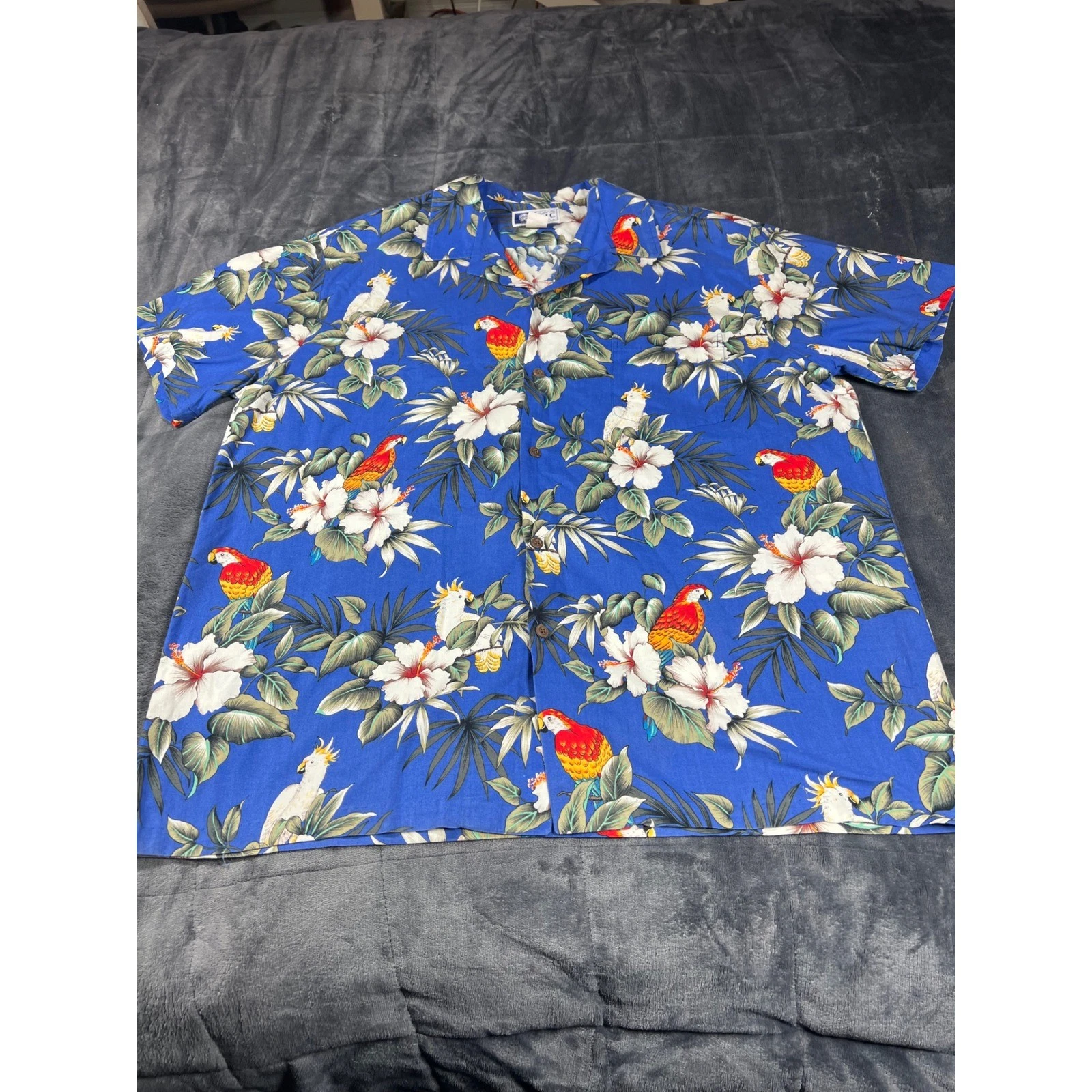 RJC Hawaiian Shirt Parrot Floral Print Aloha Tropical Button Up 2XL