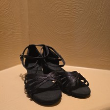 Black Latin Ballroom Dance Heels Size 40 Low Heel