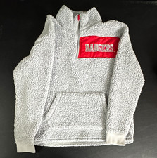 PINK Victoria's Secret Sherpa 1/4 Zip Mock Neck Sweatshirt XS Gray Red