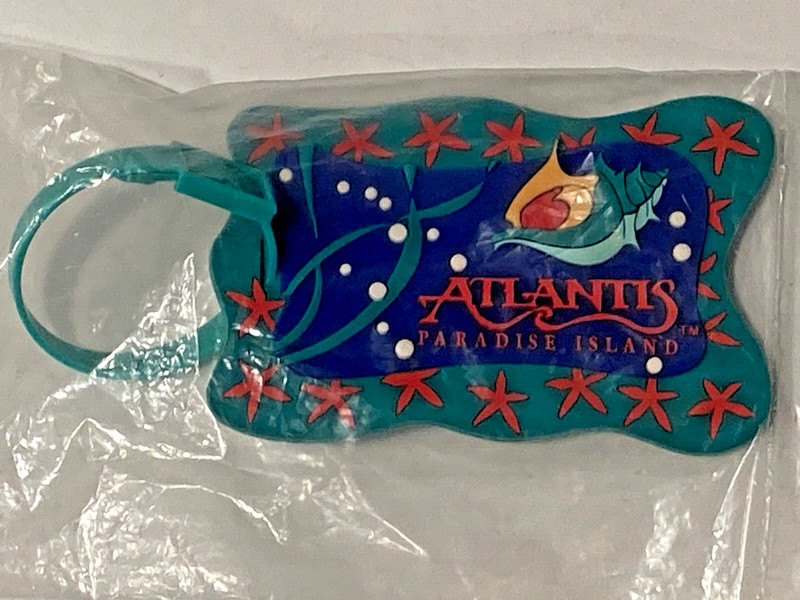 VTG Rare NIB Atlantis Paradise Island SEA SHELL/STAR FISH Green/Blue Luggage Tag