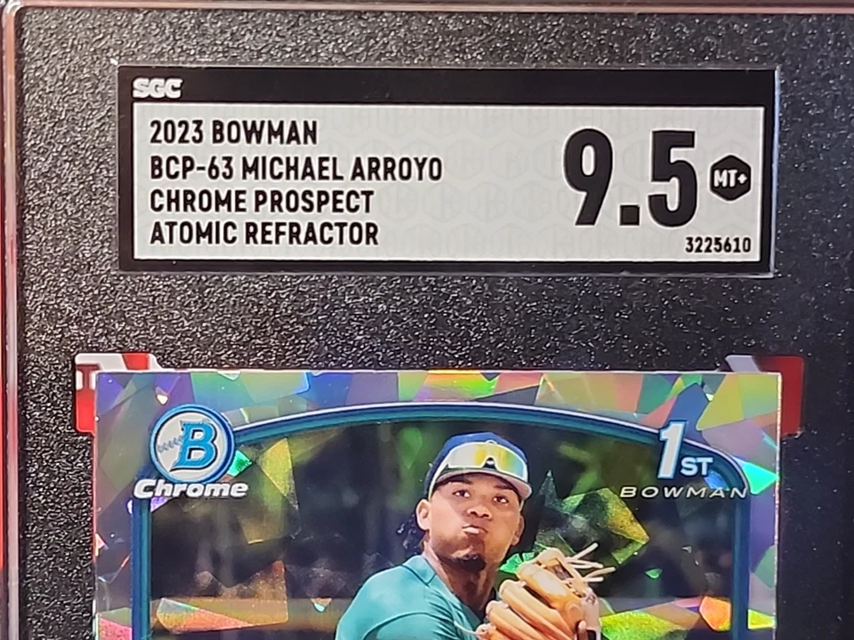 2023 Bowman - Chrome Prospects Atomic Refractor #BCP-63 Michael Arroyo (RC) SGC! - Image 2 of 4