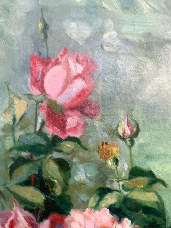 Tableau Ancien Huile Nature Morte Fleurs XIXème - Photo 4/4