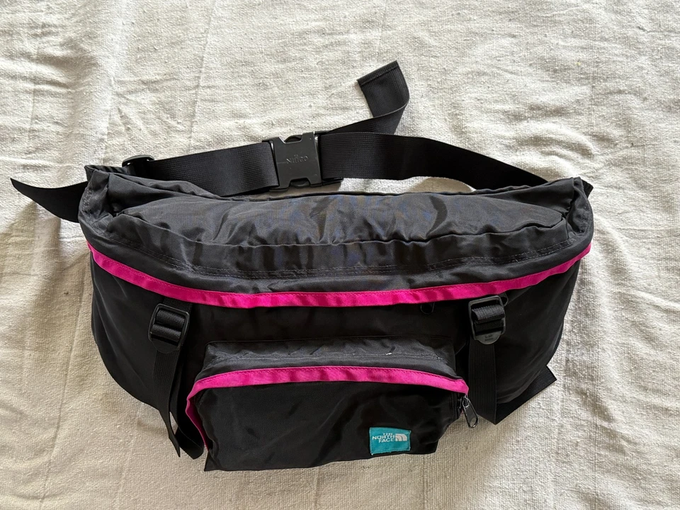 Riñonera vintage THE NORTH FACE etiqueta azul grande BOLSO LUMBAR raro años 80 90 cabestrillo Foto 2 de 4