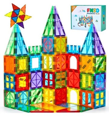 FNJO Magnetic Tiles, 110PCS Magnet Building Set, 110PCS, Multi