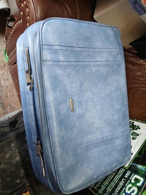 Rare Samsonite Sonora Vintage Blue Leather Suitcase Luggage Large Size