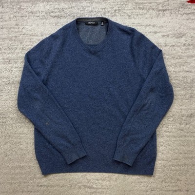VTG Saks Fifth Avenue Cashmere Sweater Large Blue Outdoors Casual Academia 90s