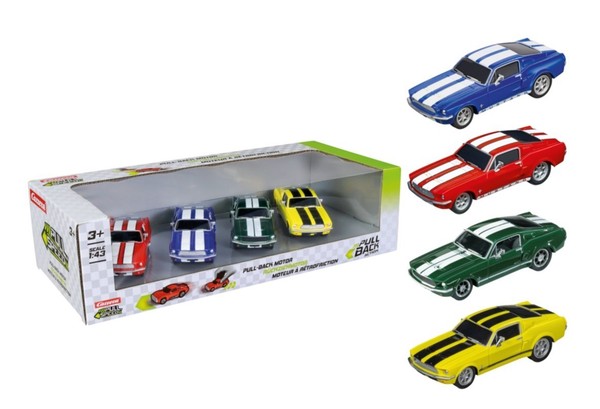 Carrera, 4Er-Pack Ford Mustang 1967 (Friktionsantrieb) – Blau, Rot, GrüN, Gel...-image
