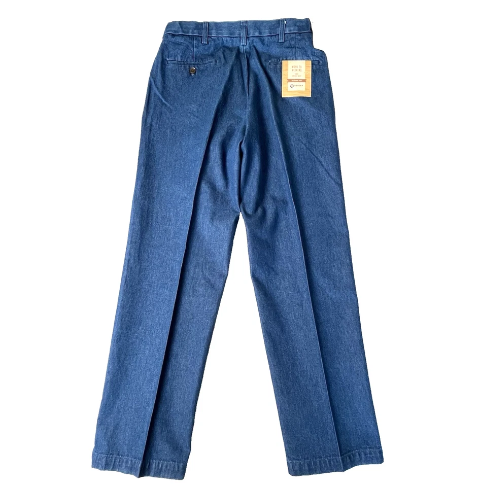 Haggar Work To Weekend Mens Creased Denim Pants 34x31 Blue Expandable Waist NWT - Image 3 of 4