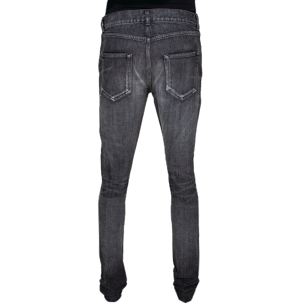 Jeans Saint Laurent Paris grigio antracite denim bordo grezzo bordo grezzo M