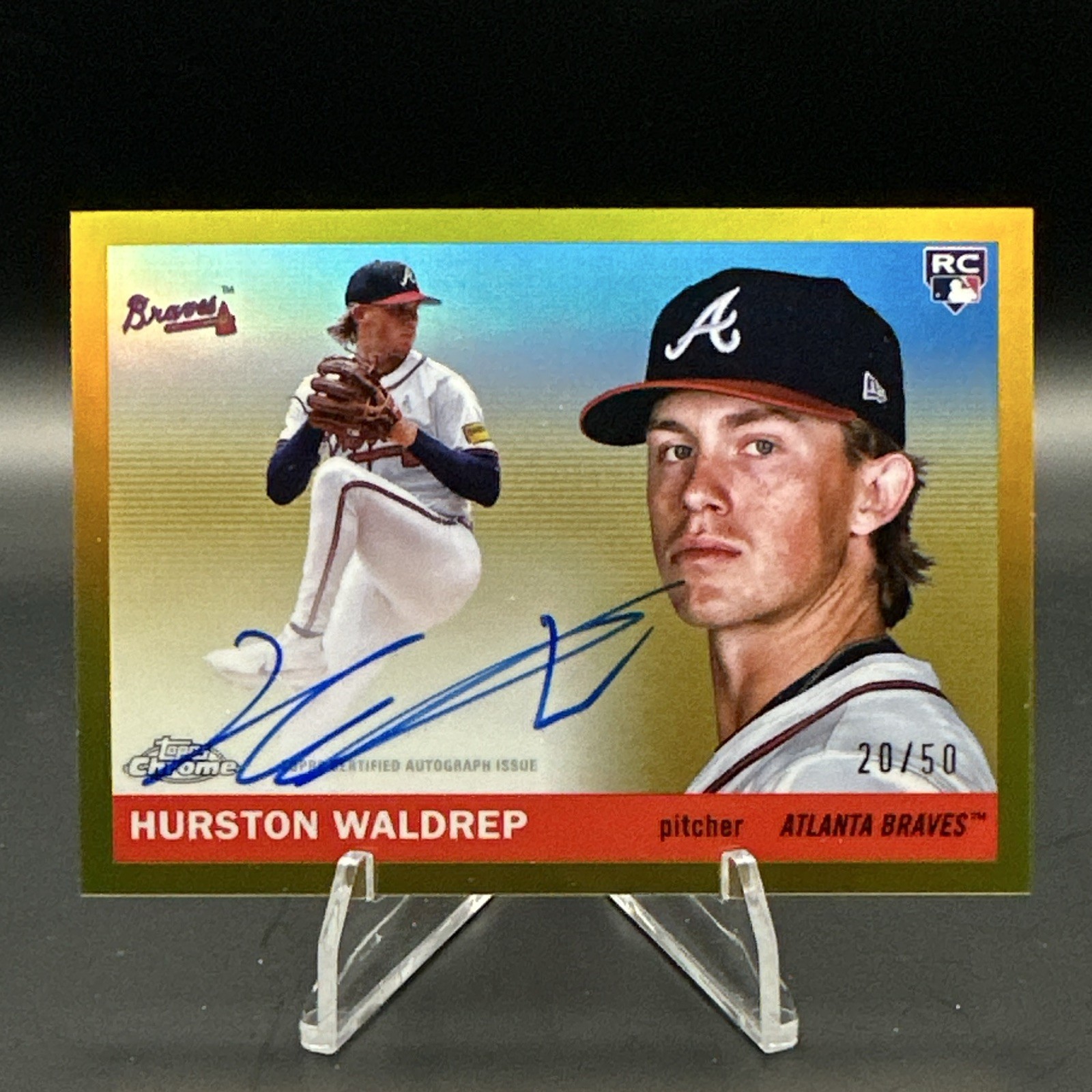 2025 Topps Chrome Platinum Hurston Waldrep RC Gold Autograph /50 CPA-HW Braves